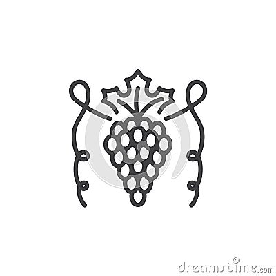 Grapes line icon, outline vector sign, linear pictogram isolated on white Vector Illustration