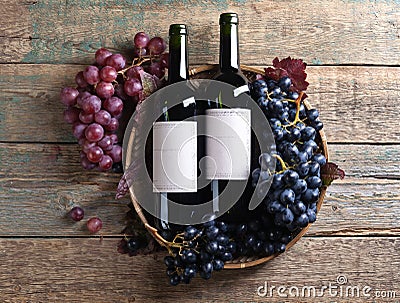 Grapes and red wine. Stock Photo