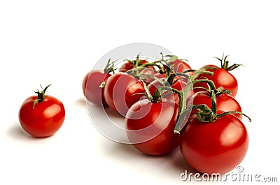 Grapevine tomatoes isolate on white background Stock Photo