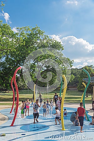 Children splash pad or spray ground Parr Park, Grapevine, Texas, USA Editorial Stock Photo