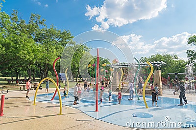 Children splash pad or spray ground Parr Park, Grapevine, Texas, USA Editorial Stock Photo