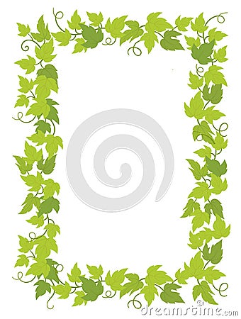 Grapevines plant frame A4 sheet wine list. Rectangular border grape frame. Space place for text name or logo. Vector flat Stock Photo