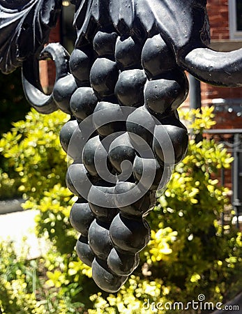 Grapewine detail of cast iron gates Stock Photo