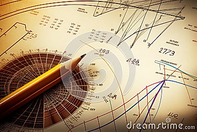 graph arrows formulas calculations. AI Generated Stock Photo