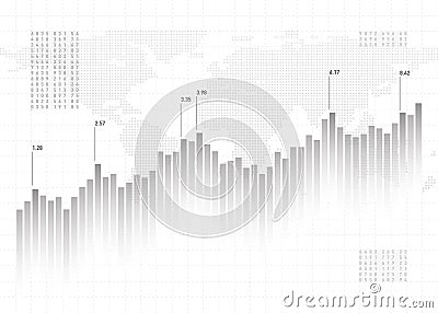 Graph chart data background. Finance concept, gray vector pattern. Stock market report statistics design Vector Illustration