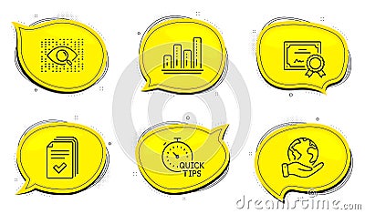 Graph chart, Handout and Quick tips icons set. Artificial intelligence sign. Vector Vector Illustration