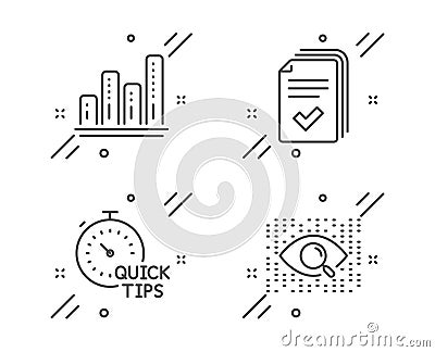 Graph chart, Handout and Quick tips icons set. Artificial intelligence sign. Vector Vector Illustration