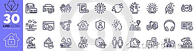 Graph chart, Lotus and Buy car line icons pack. For web app. Vector Vector Illustration