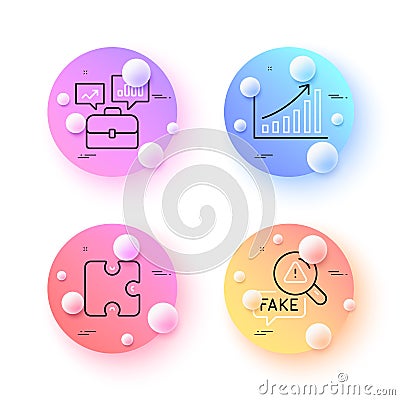 Graph chart, Puzzle and Fake news minimal line icons. For web application, printing. Vector Vector Illustration
