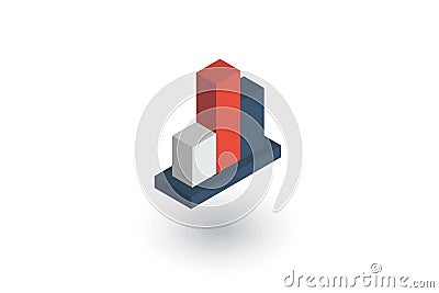 Graph chart, statistic diagram isometric flat icon. 3d vector Vector Illustration