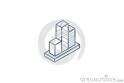 graph chart, statistic diagram isometric icon. 3d line art technical drawing. Editable stroke vector Cartoon Illustration