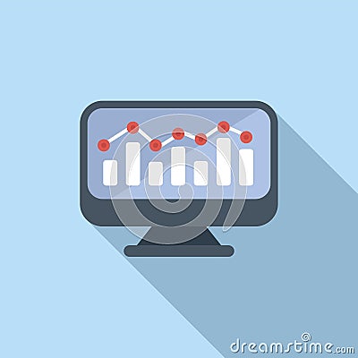 Graph computer chart icon flat vector. Online boost Stock Photo