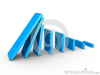 Graph descending and domino effect Stock Photo