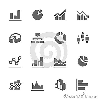 Graph and diagram icon set. Vector Illustration