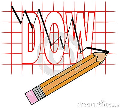 Graph of dow going down Vector Illustration