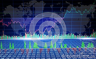 Graph of global market, finance business data concept. Cryptocurrency trading Stock Photo