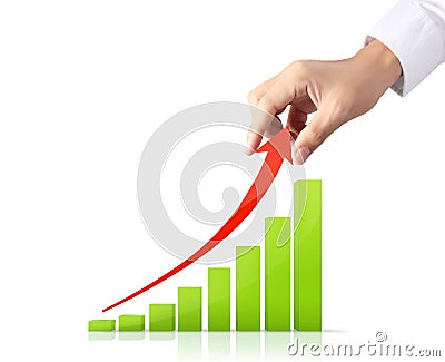 Graph in the hand businessmen Stock Photo