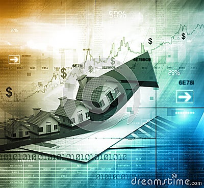 Graph of the housing market Cartoon Illustration