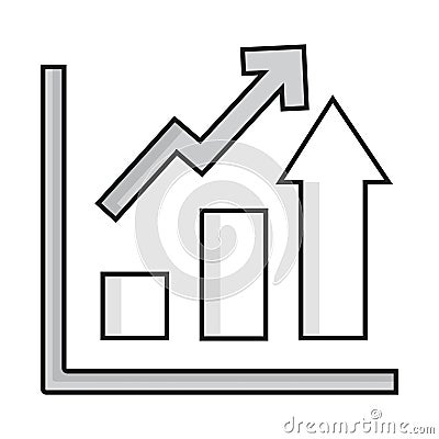 A graph icon with an arrow, representing trend, growth, increase, decrease, change, data visualization, statistics, analytics, Vector Illustration