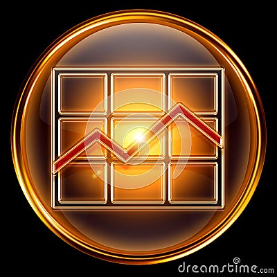 Graph icon golden Stock Photo