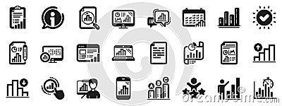 Graph icons. Set of Chart presentation, Report and Increase growth graph icons. Vector Vector Illustration