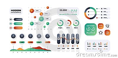 Graph infographic. Colorful modern flow charts and diagrams, option and step timeline, gradient graphic. Vector isolated Vector Illustration