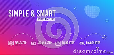 Graph laptop, Presentation and Reject mail icons set. Queue sign. Vector Vector Illustration