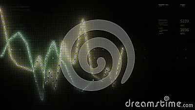 Graph lines in monitor image. Motion. Business diagram with neon lines. Pixel image of moving glowing lines of graph Stock Photo