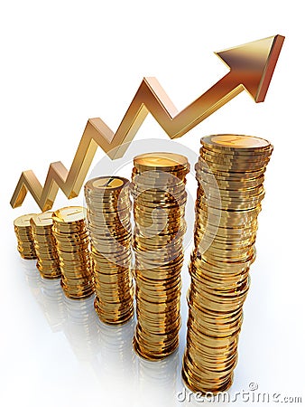 Graph made of golden coins Stock Photo