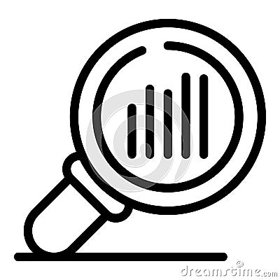 Graph magnifier icon, outline style Vector Illustration