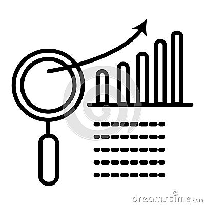 Graph with magnifier. Vector icon Stock Photo