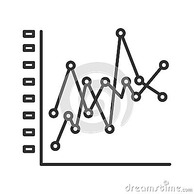 Graph marketed infographic line black icon. Record keeping concept. Visual comparison of data. Sign for web page, mobile app, Vector Illustration