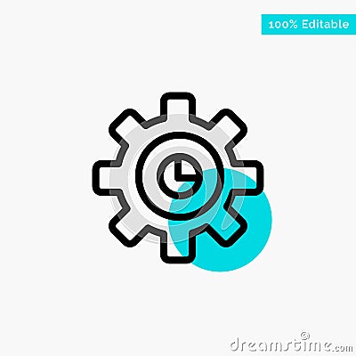 Graph, Marketing, Gear, Setting turquoise highlight circle point Vector icon Vector Illustration