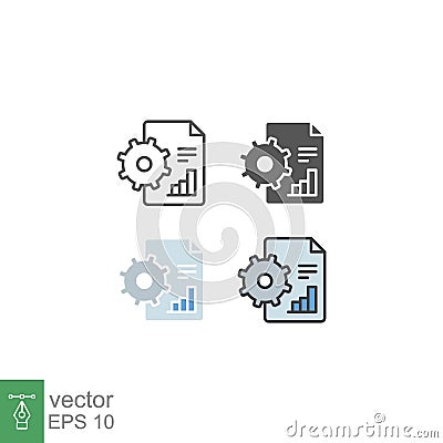 Graph in paper document with cogwheel for Big data processing analytic Vector Illustration