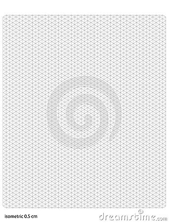 Graph Paper isometric half centimeter squares printable template A4 notebook format. Graph gray grid for college Vector Illustration