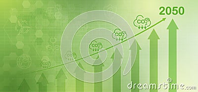 Graph reduce CO2 or carbon concept. futuristic decrease down graph chart. CO2 emission using clean energy and limit global warming Stock Photo