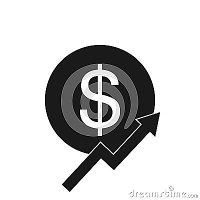 Graph of the rising currency of the dollar vector icon Stock Photo