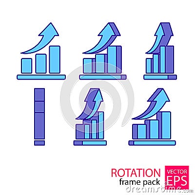 Graph rotating icon set of frames Vector Illustration