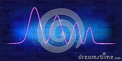 Graph schedule tracking of processor status, disk monitoring, CPU indicator or RAM on binary code background. Infographic data Vector Illustration