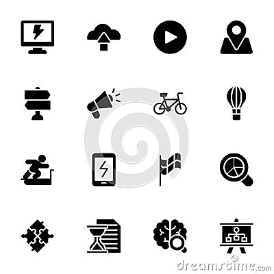 Graph, Sprint, Boost, Brain, Gain Solid Icons Pack Vector Illustration