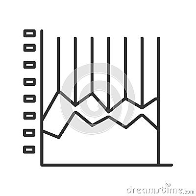 Graph stacked infographic line black icon. Record keeping concept. Visual comparison of data Vector Illustration