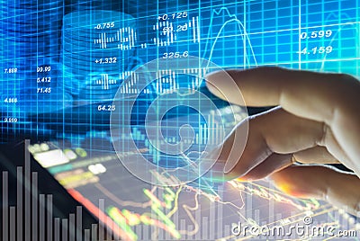 Graph of stock market data and financial with the view from LED display concept that suitable for background,backdrop including st Stock Photo