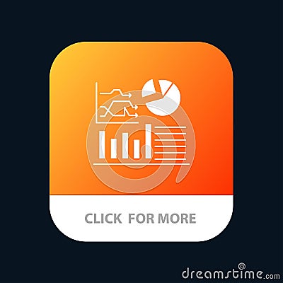 Graph, Success, Flowchart, Business Mobile App Button. Android and IOS Glyph Version Vector Illustration