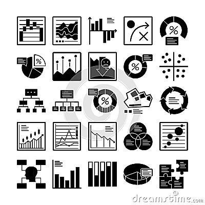 Graph Vector icons set every single icon can easily modify or edit Vector Illustration