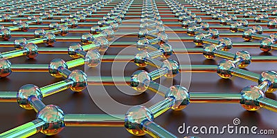 Graphene atomic structure, 3D illustration Cartoon Illustration