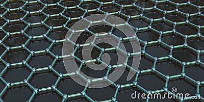 Graphene atomic structure, 3D illustration Cartoon Illustration