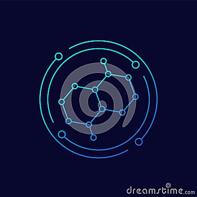 graphene, carbon molecule structure icon Vector Illustration