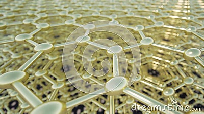 Graphene 3d gold grid structure Modern Technology background science intro 3d Stock Photo