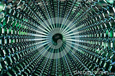 Graphene molecular nano technology structure on a green background - 3d rendering Stock Photo