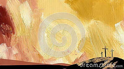 Graphic abstract background Calvary cross yellow Cartoon Illustration